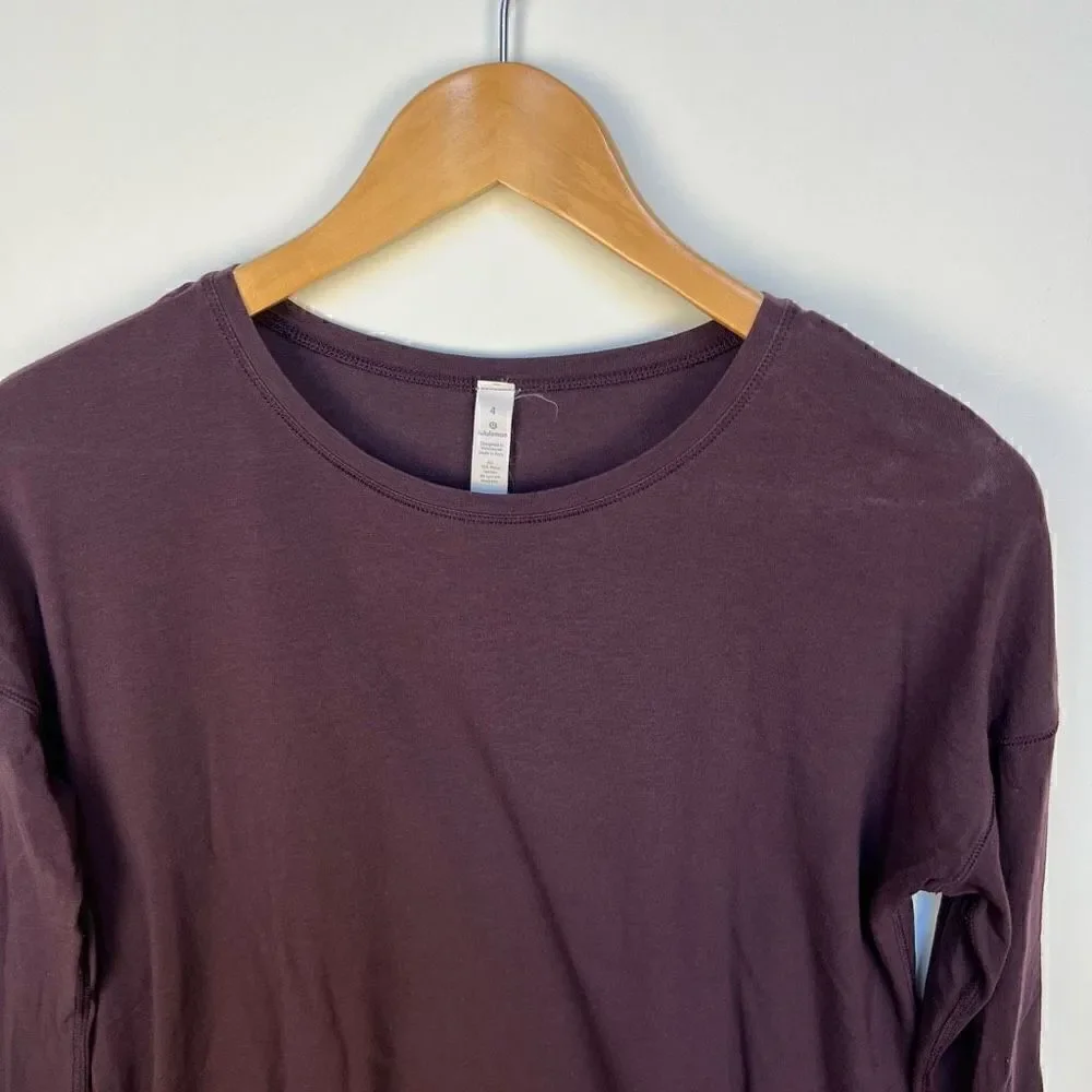 Lululemon Long Sleeve Shirt Asymmetrical Hem Dark Purple Top women’s size 4